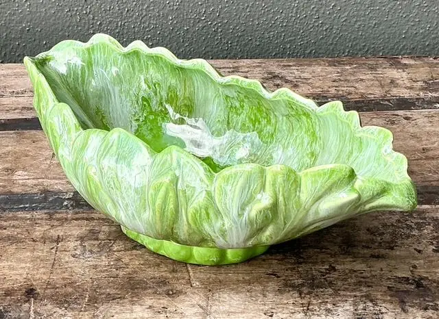 Vintage Royal Haeger Glazed Ceramic Leaf Bowl - Top view