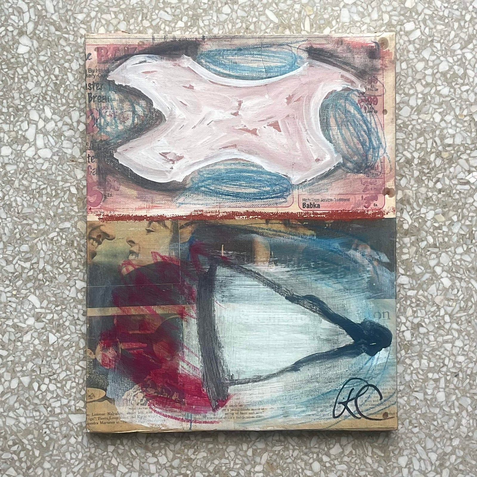 Vintage Russell Christoffersen Abstract on Canvas- Signed - Side view