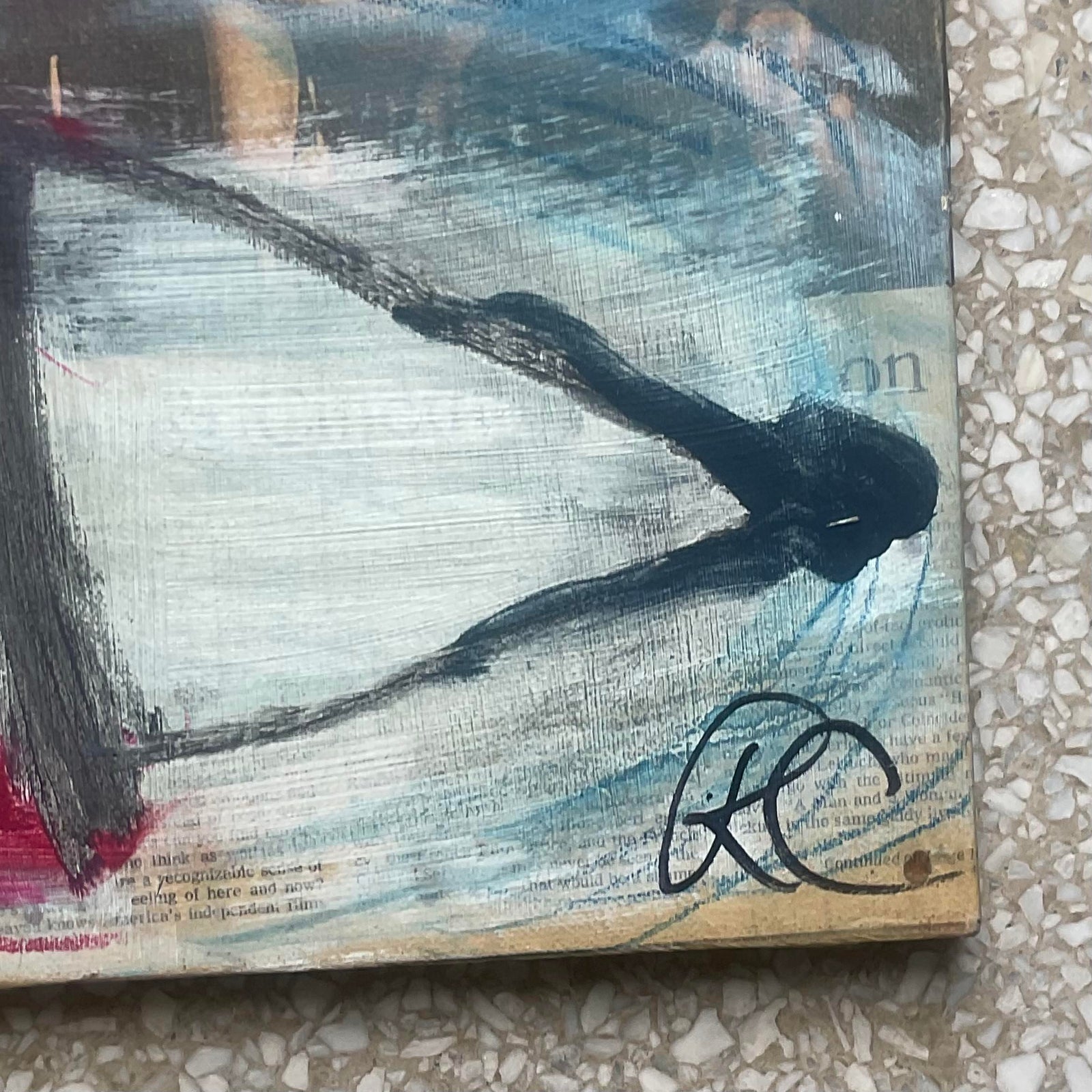 Vintage Russell Christoffersen Abstract on Canvas- Signed - Top view