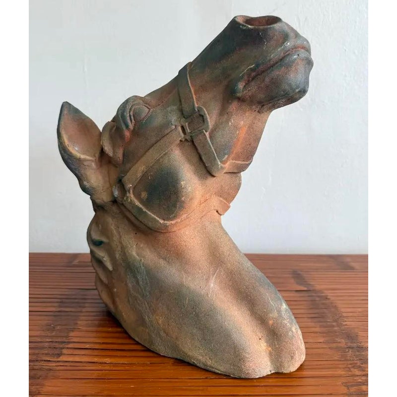 Vintage Rustic Terracotta Horse Head - Top view