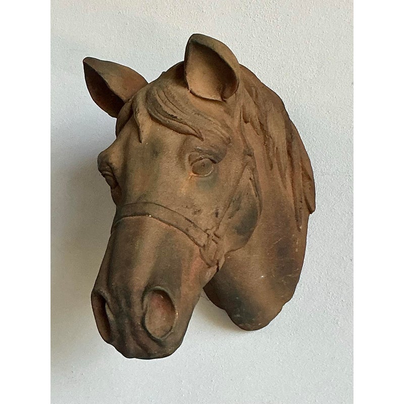 Vintage Rustic Terracotta Horse Head - Detail view
