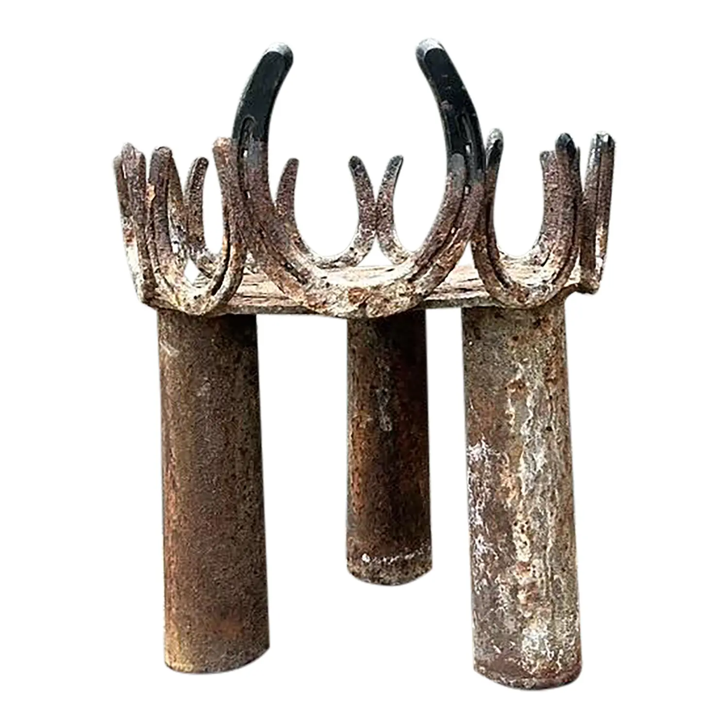 Vintage Rusty Horseshoe Plant Stand