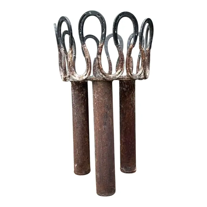 Vintage Rusty Horseshoe Tall Plant Stand