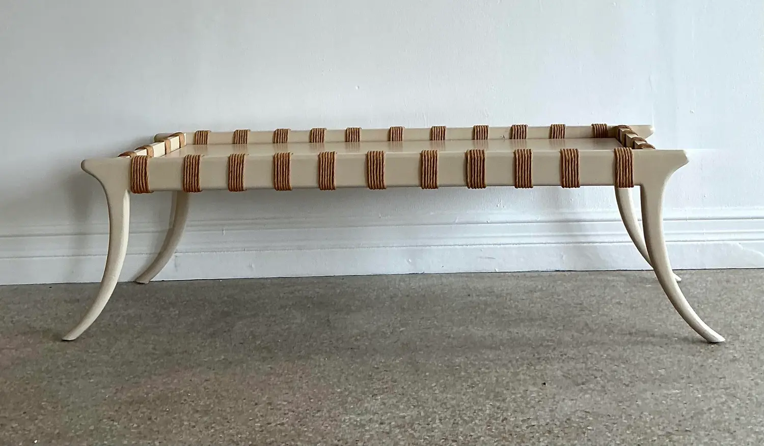 Vintage Saber Leg Bench - Side view