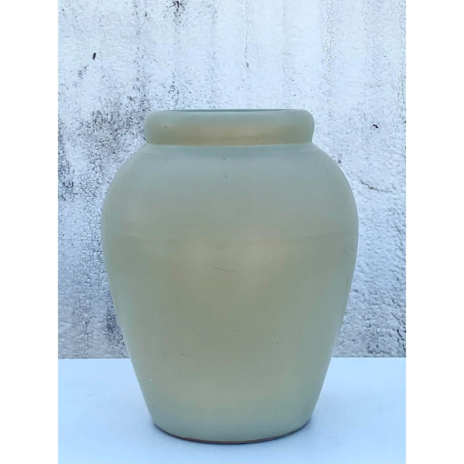 Vintage Sage Matte Glaze Ceramic Urn - Detail view