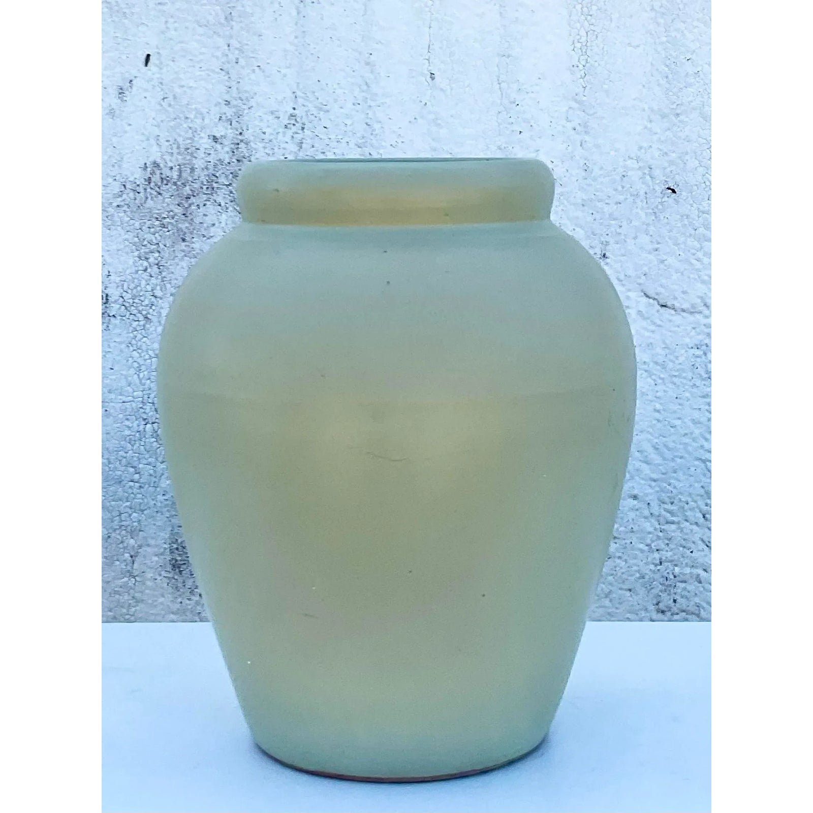 Vintage Sage Matte Glaze Ceramic Urn - Side view