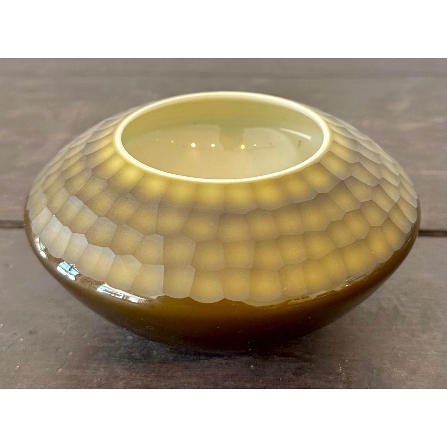 Vintage Salviatti Battuto Textured Glass Bowl - Back view