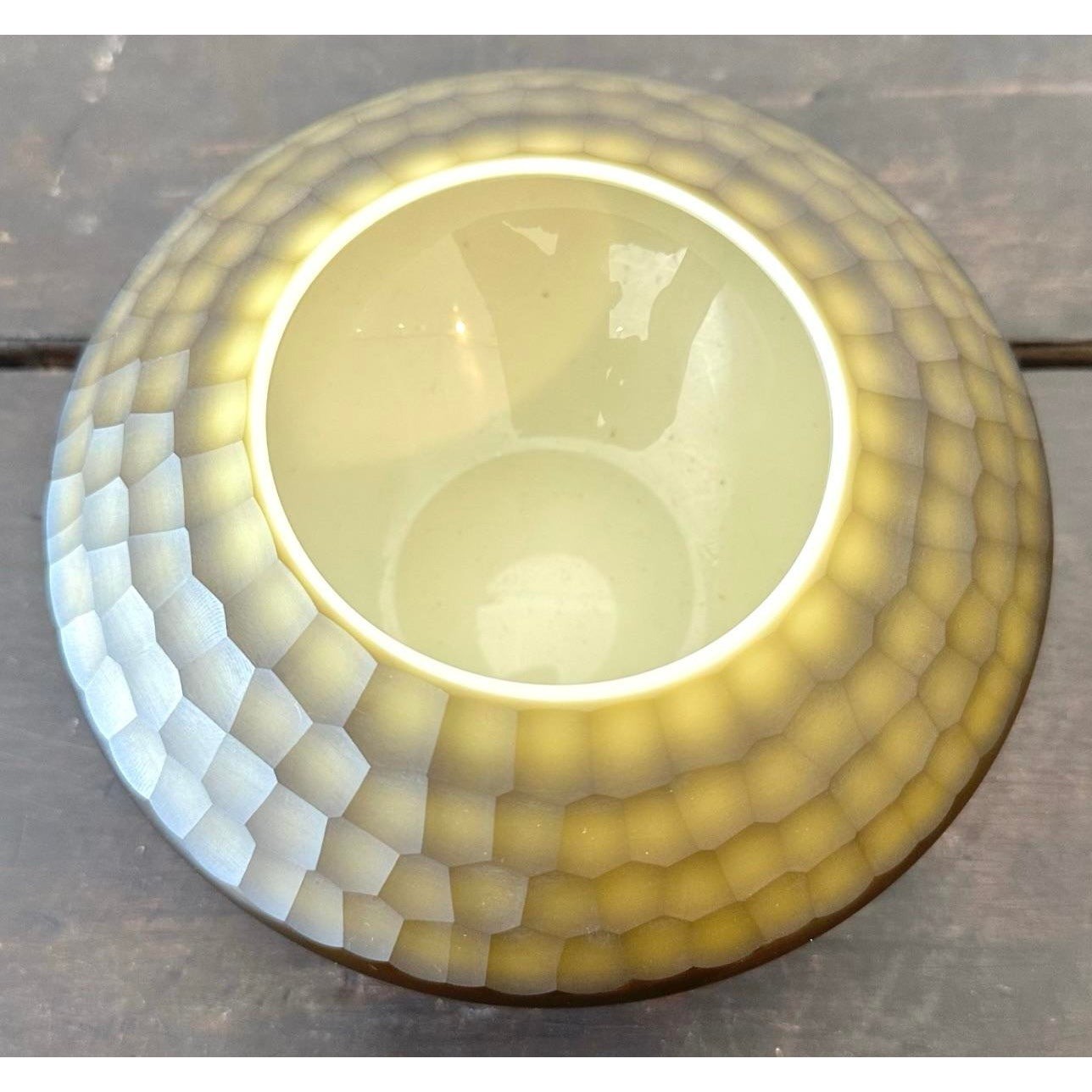Vintage Salviatti Battuto Textured Glass Bowl - Side view