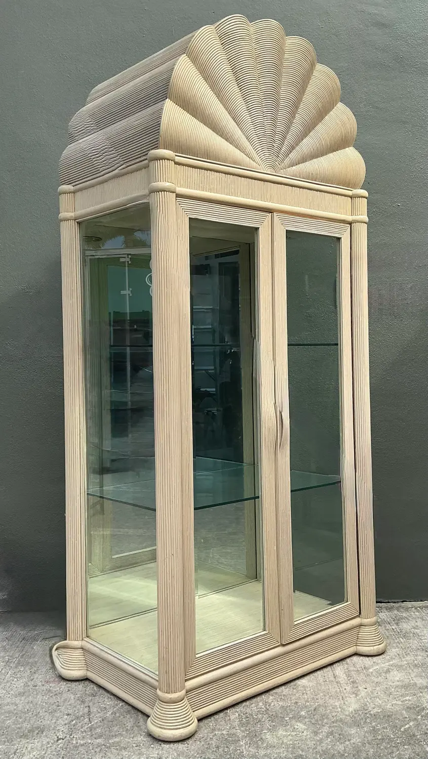 Vintage Scalloped Top Pencil Reed Cabinet - Top view