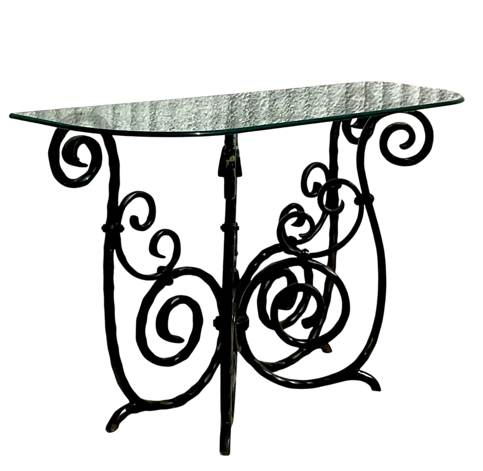 Vintage Scroll Wrought Iron Console Table - Detail view