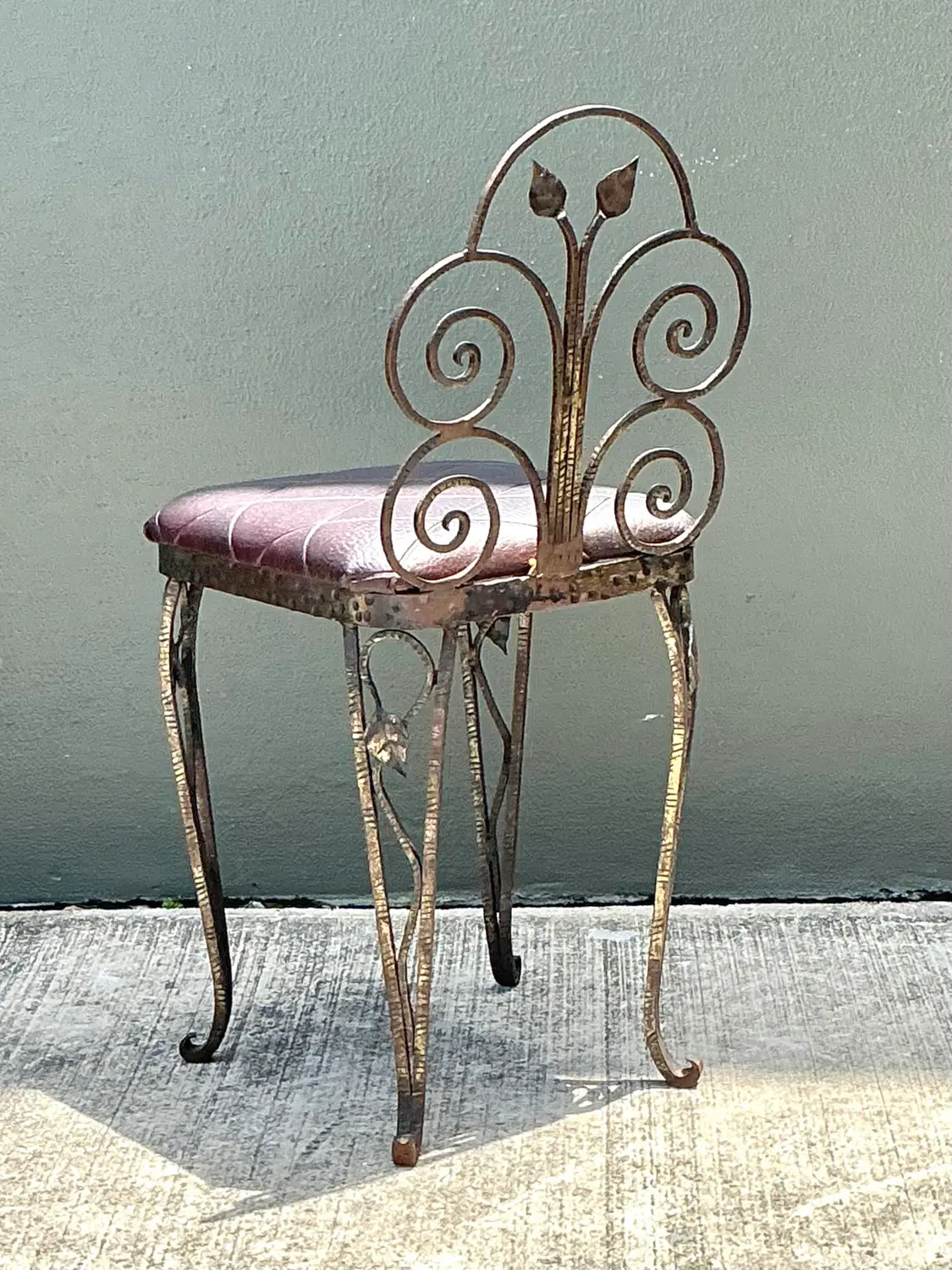 Vintage Scroll Wrought Iron Vanity Chair - Top view
