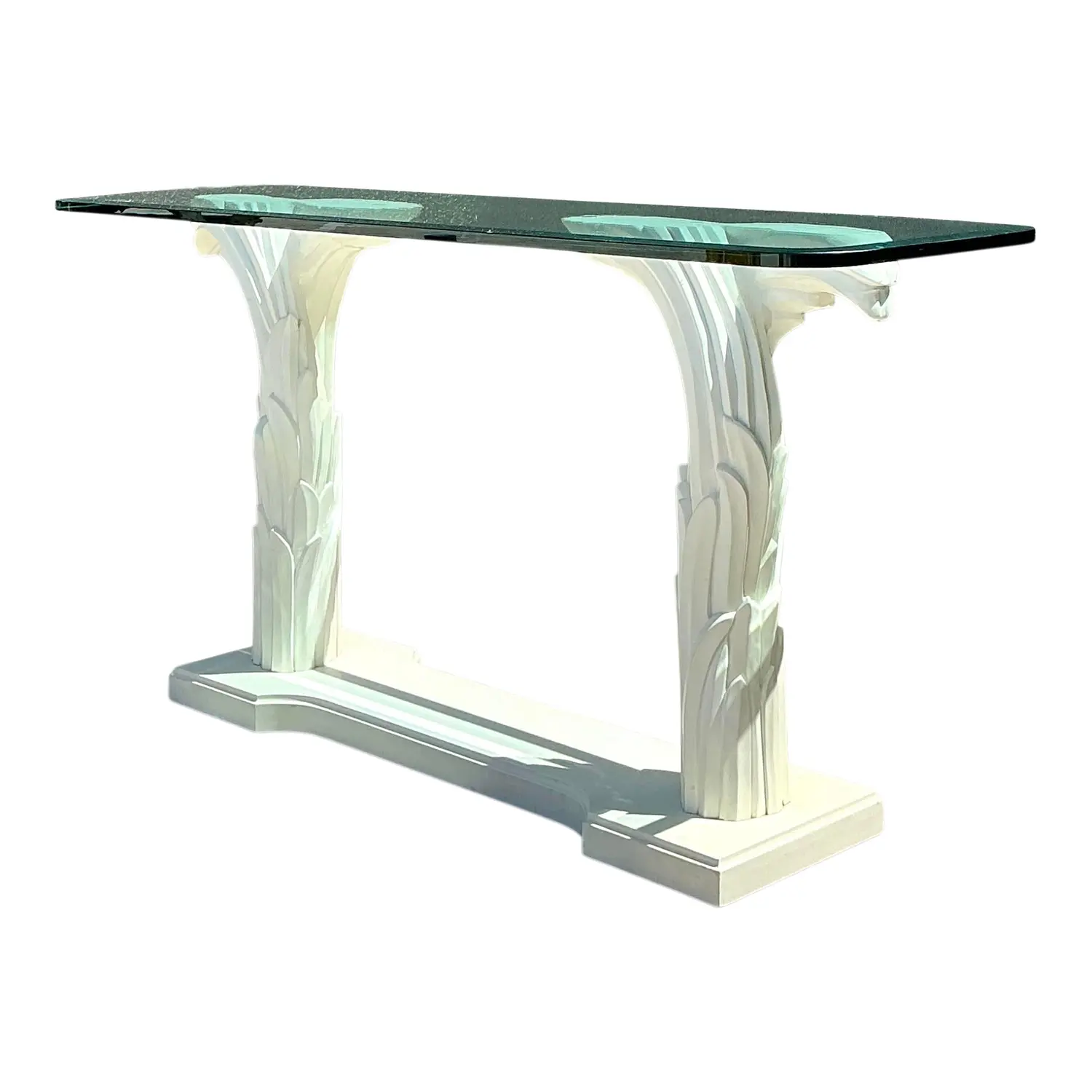 Vintage Serge Roche Twisted Palm Frond Console Table