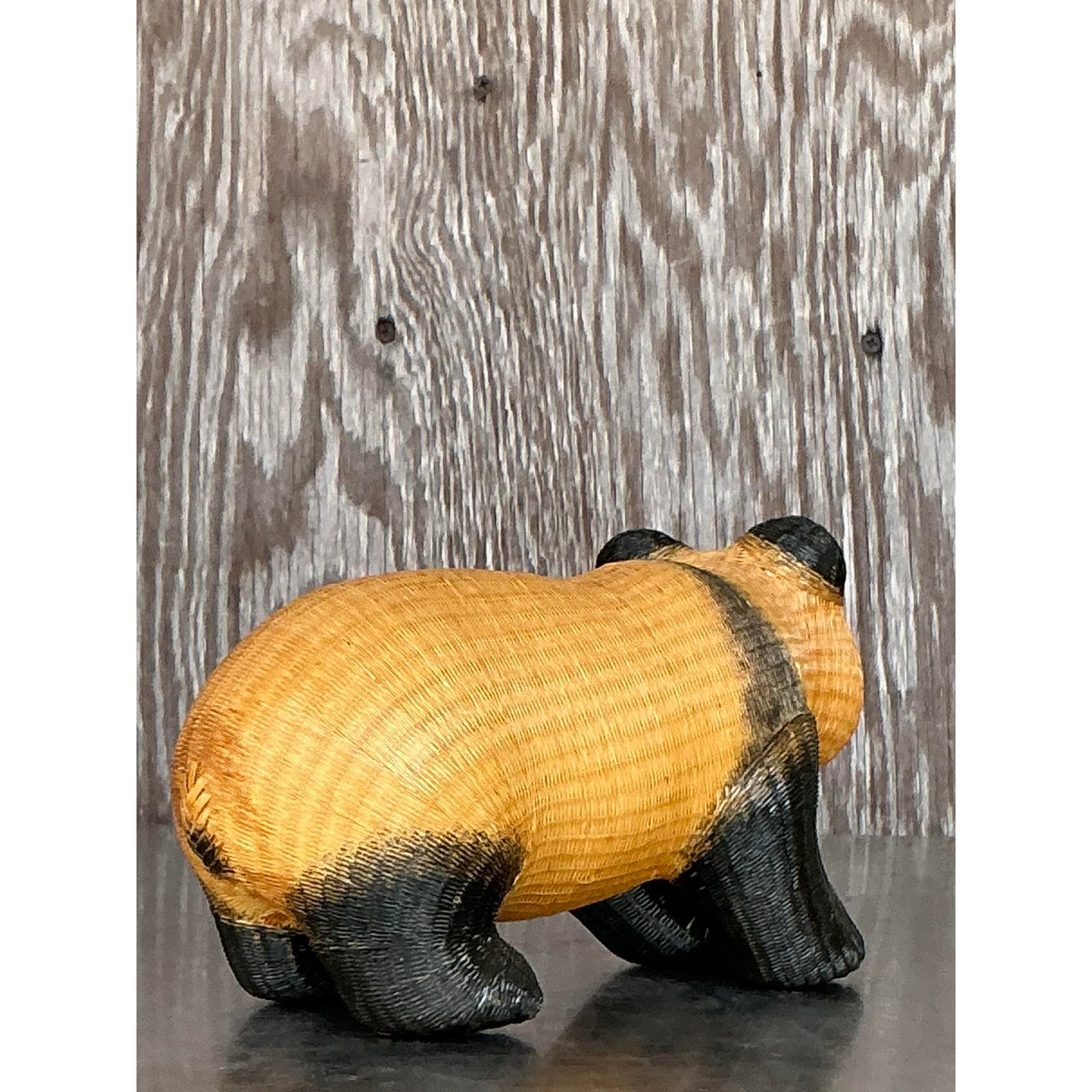 Vintage Shanghai Handicraft Weave Standing Panda - Side view
