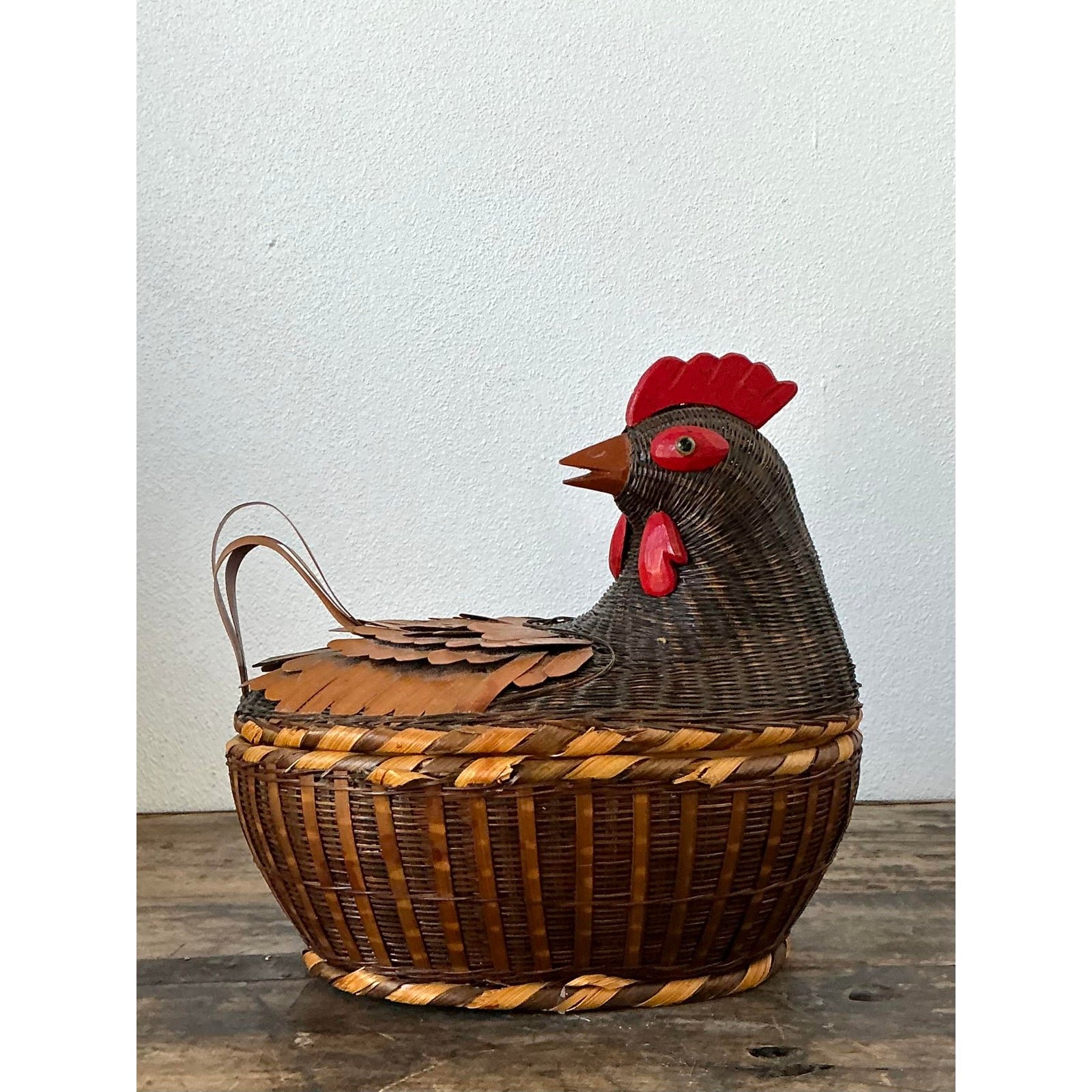 Vintage Shanghai Handicrafts Chicken Basket - Back view