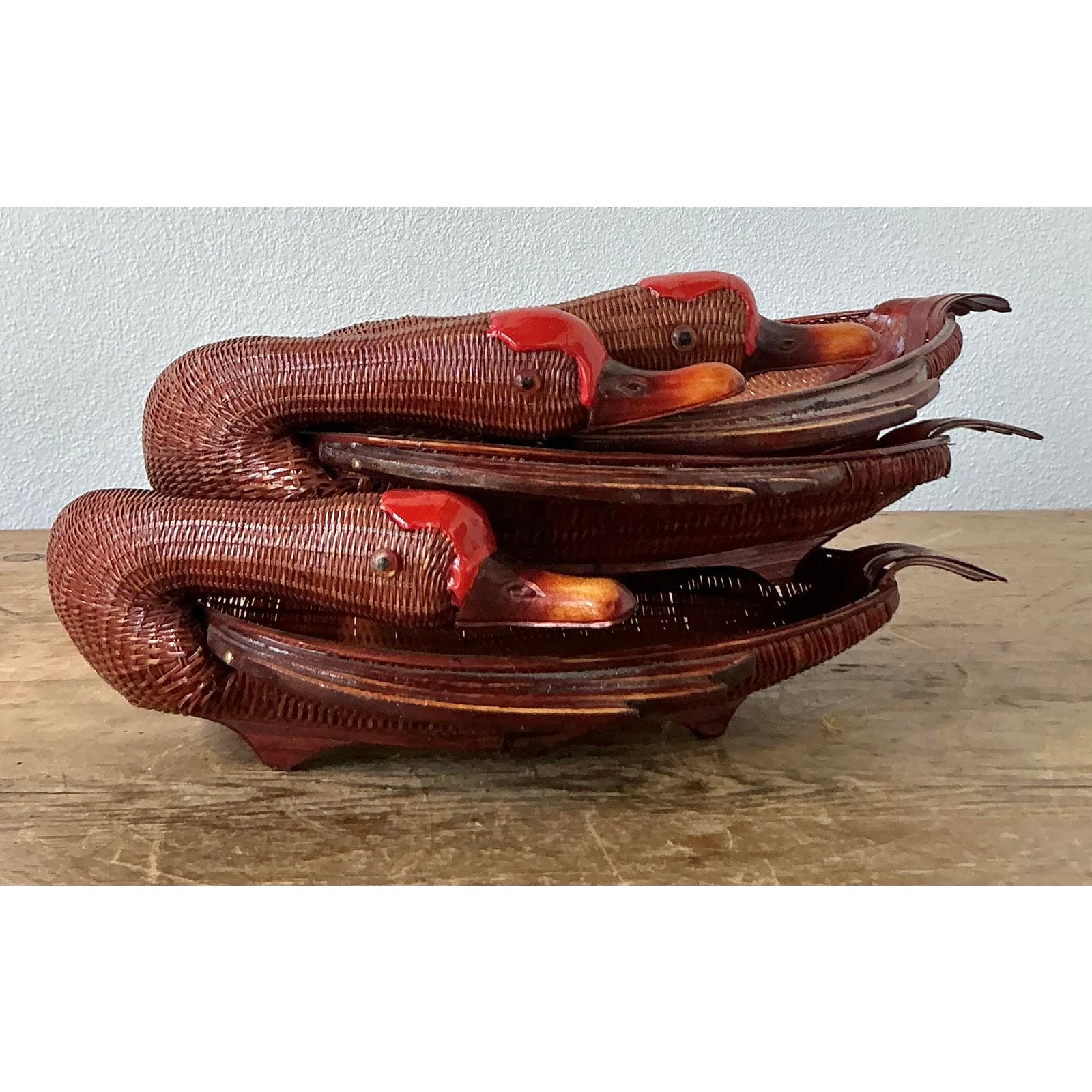 Vintage Shanghai Handicrafts Duck Trays - Set of 3 - Side view