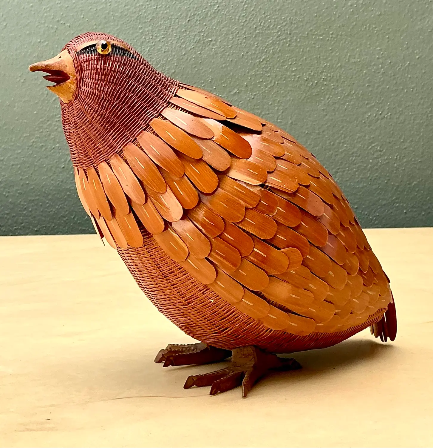 Vintage Shanghai Weave Bird Basket - Top view