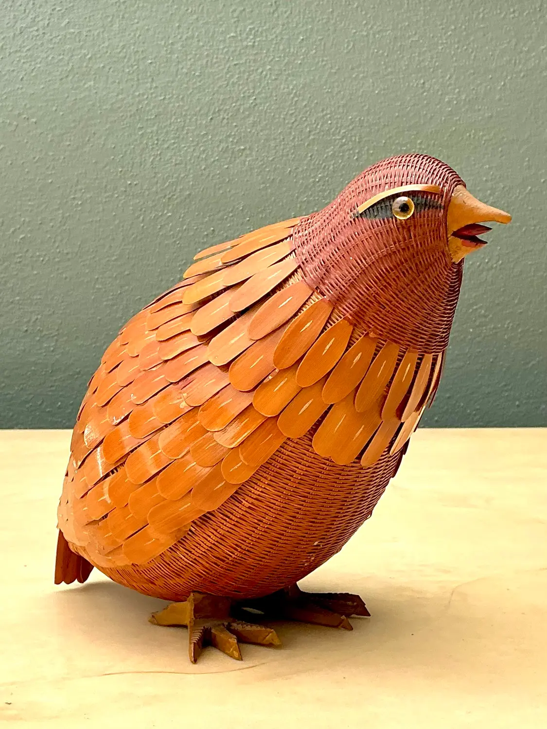 Vintage Shanghai Weave Bird Basket - Back view