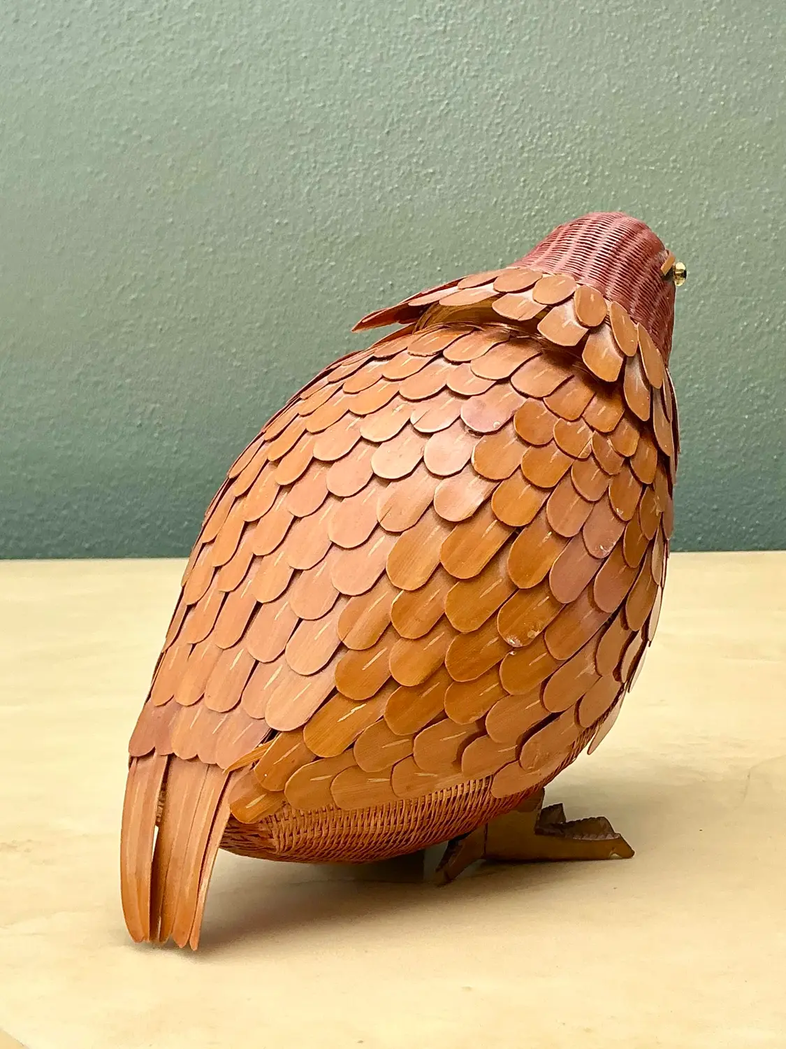 Vintage Shanghai Weave Bird Basket - Side view