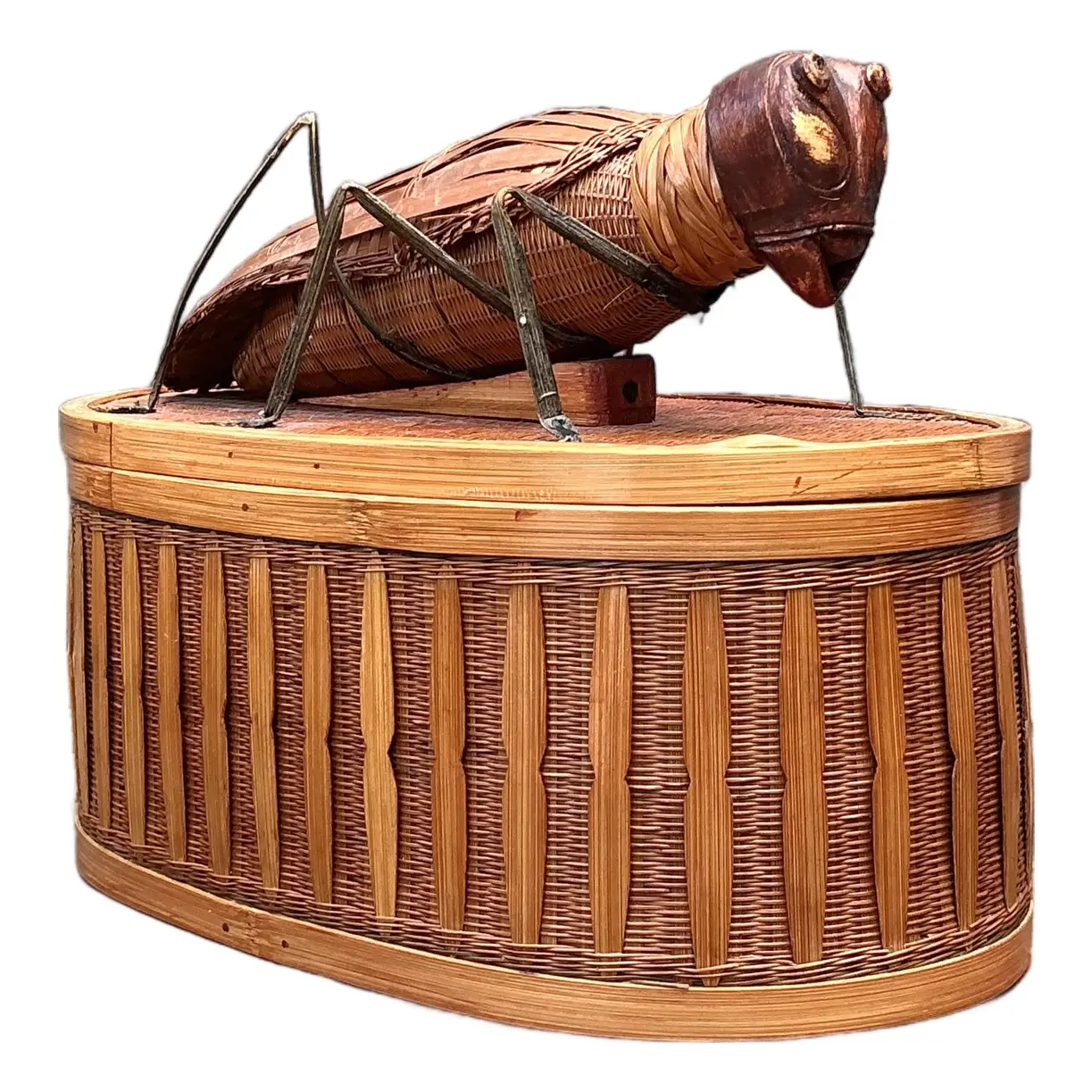 Vintage Shanghai Weave Woven Rattan Bug Box