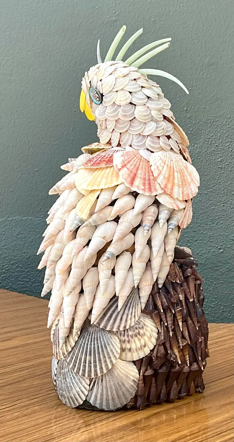 Vintage Shell Encrusted Cockatoo - Detail view