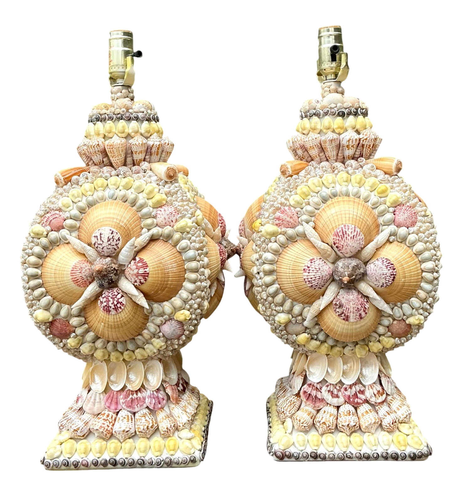 Vintage Shell Encrusted Table Lamps - A Pair