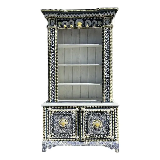 Vintage Shell Encrusted Tall Etagere