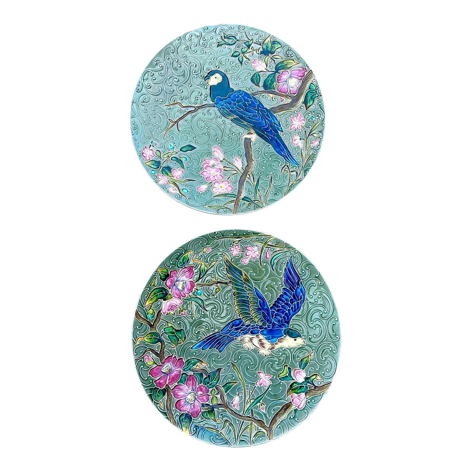 Vintage Shutz Chiil Glazed Ceramic Wall Plates - Set of 2 - Detail view
