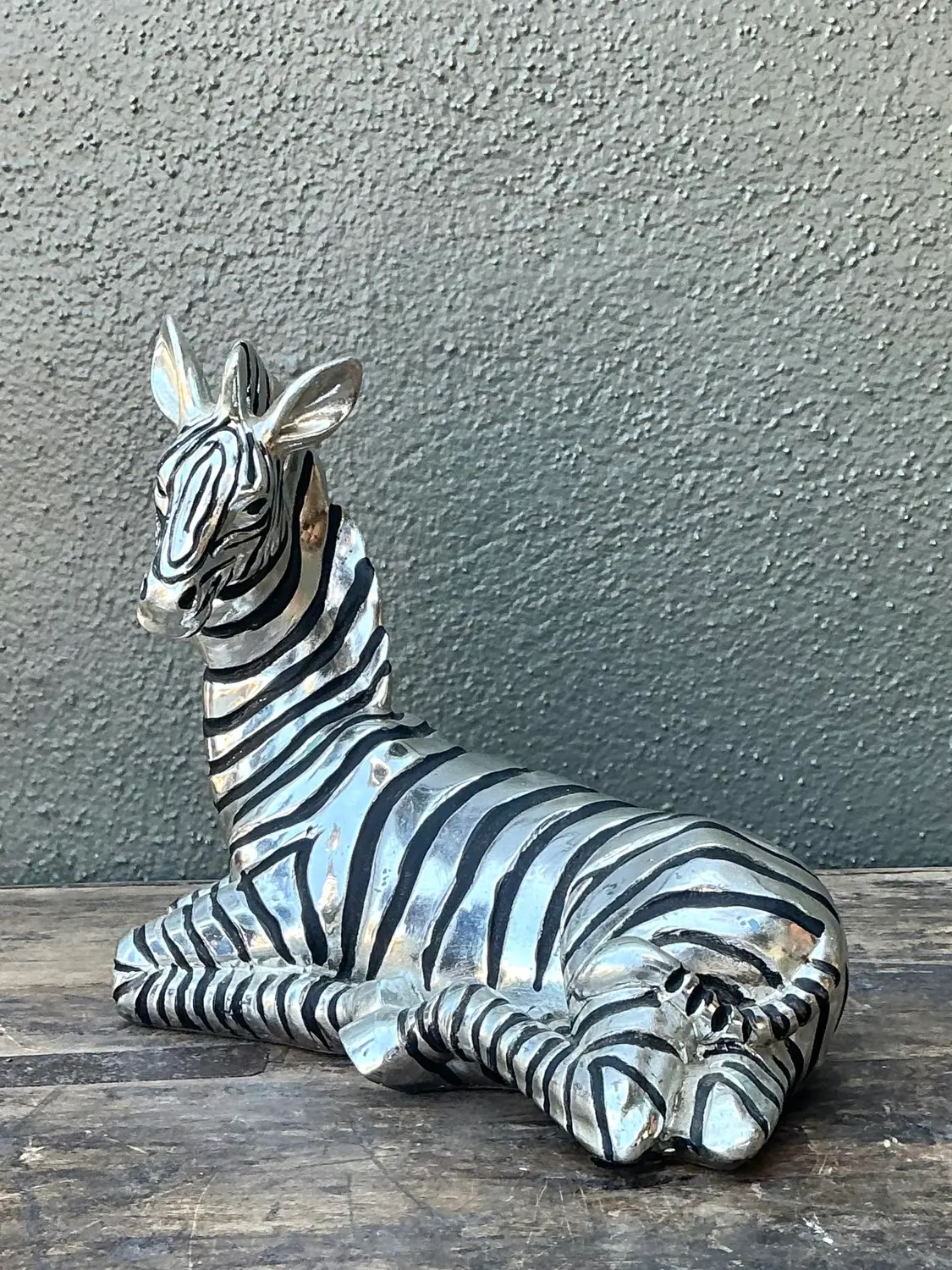 Vintage Silver Mirrored Zebra - Detail view