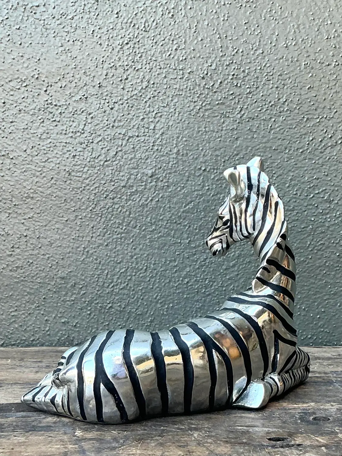 Vintage Silver Mirrored Zebra - Side view