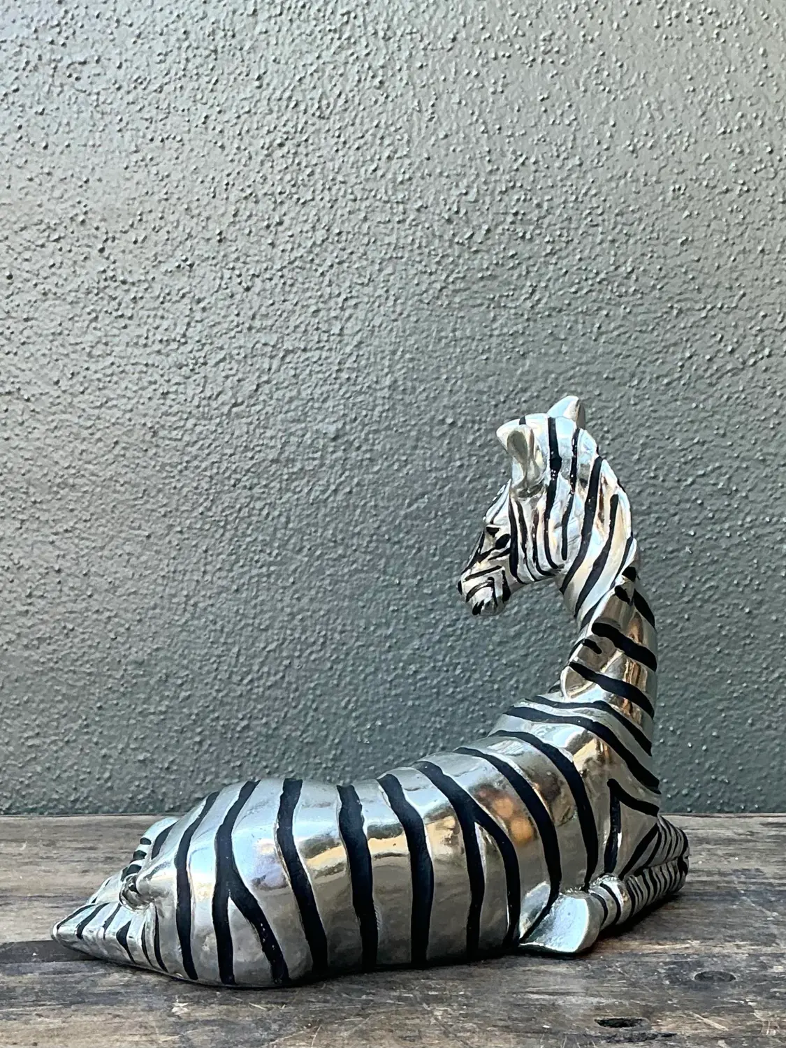 Vintage Silver Mirrored Zebra - Top view