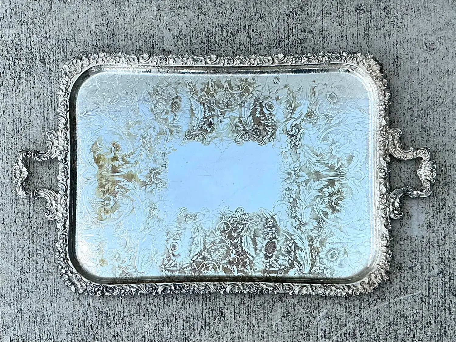 Vintage Silver Plate Tray - Top view