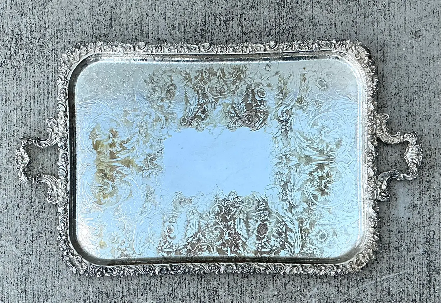 Vintage Silver Plate Tray - Detail view