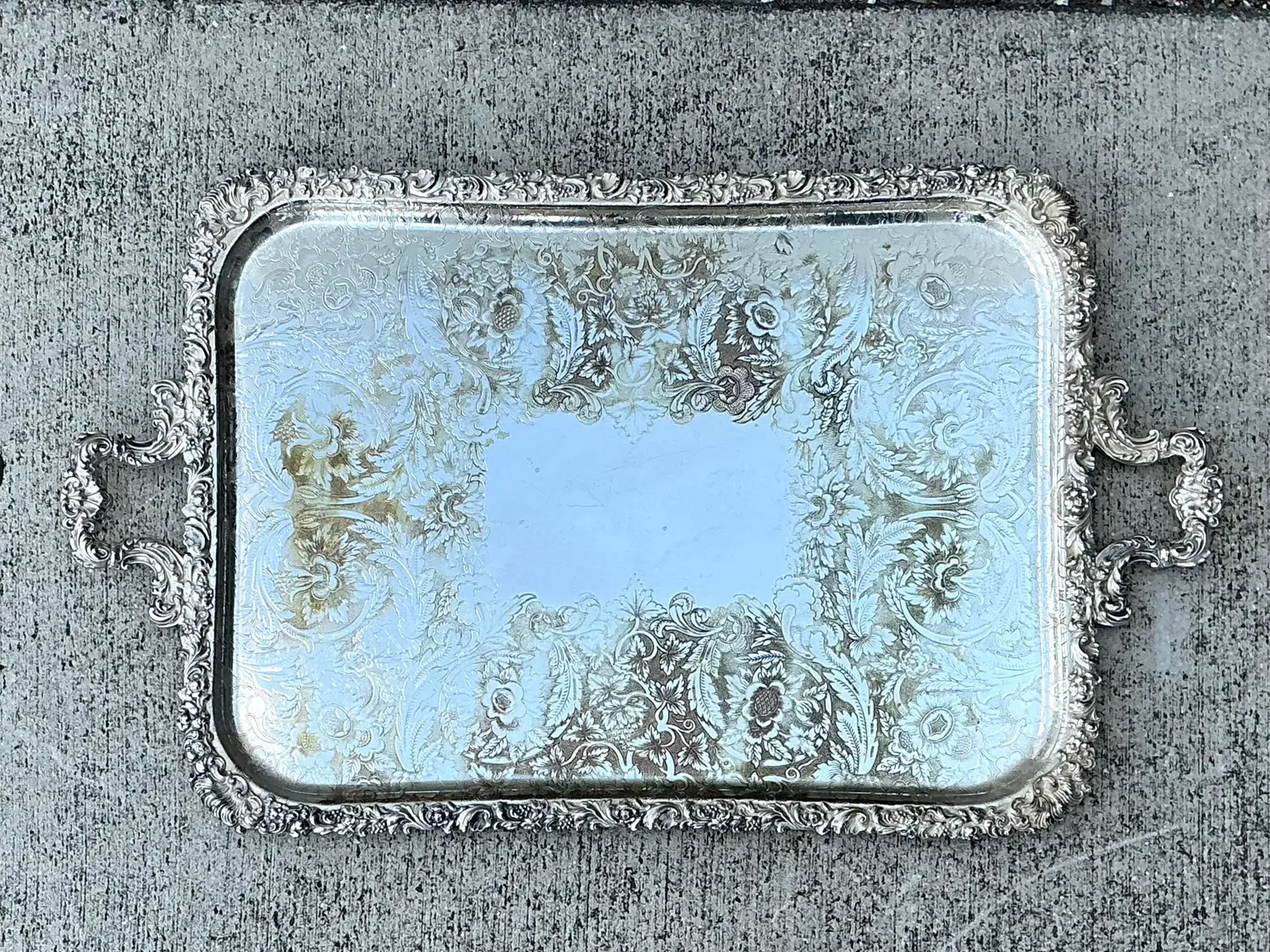 Vintage Silver Plate Tray - Back view
