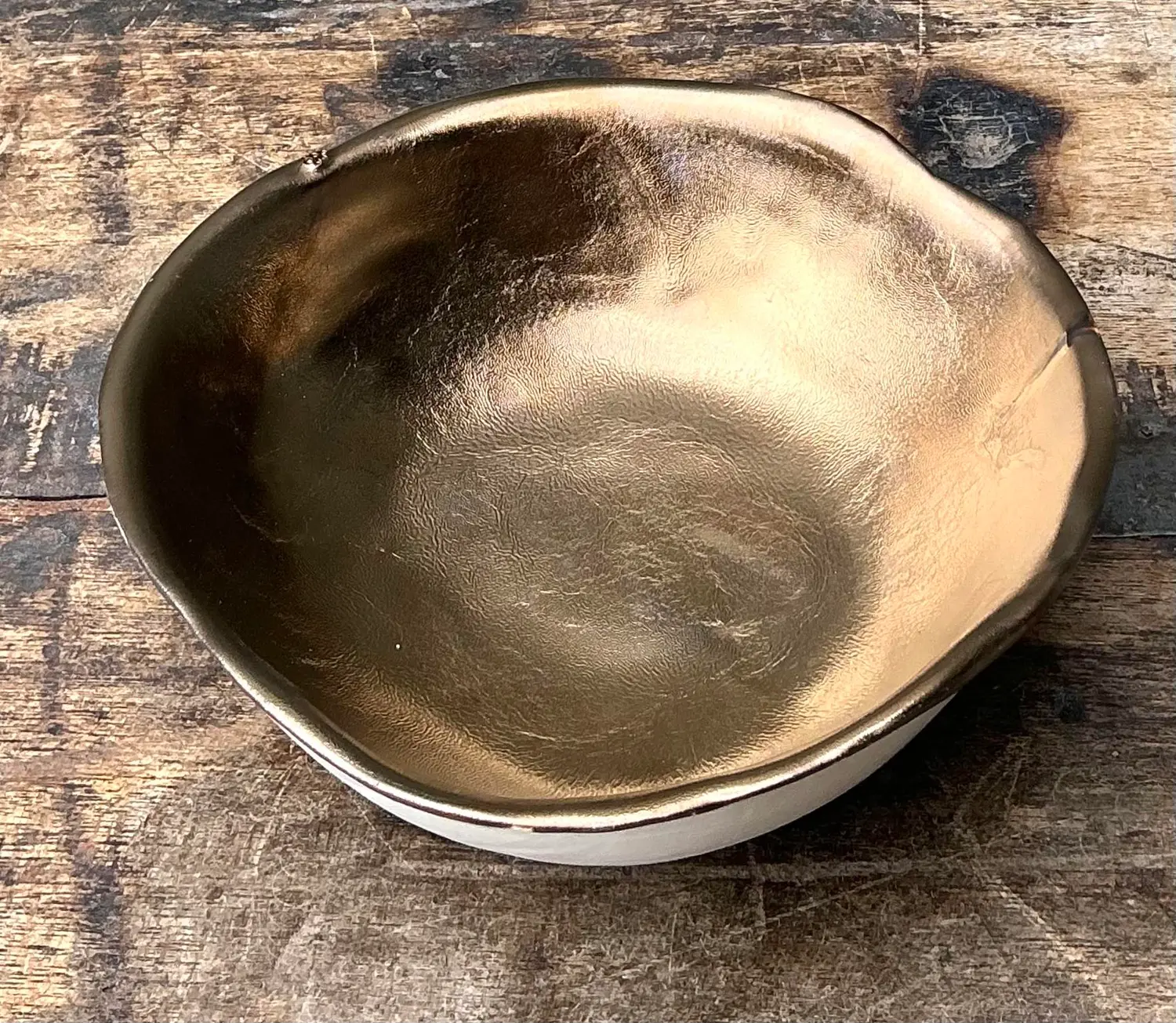 Vintage Slab Built Bronzed Studio Pottery Bowl - Back view