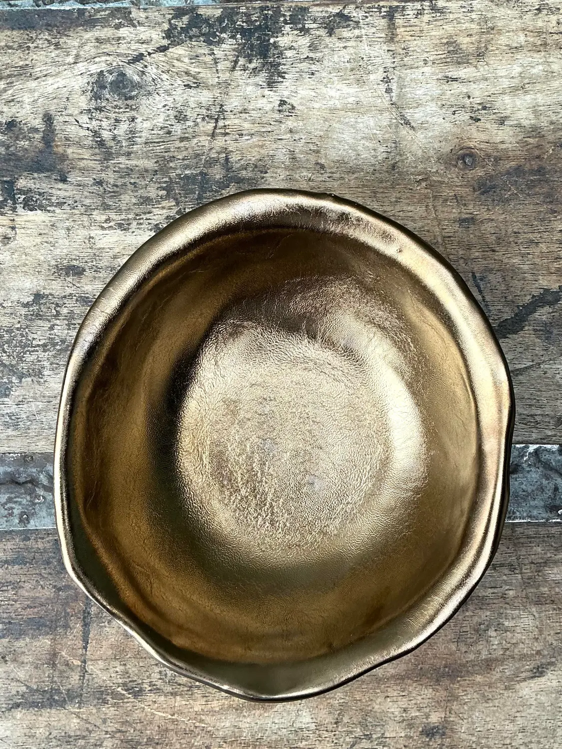 Vintage Slab Built Bronzed Studio Pottery Bowl - Side view
