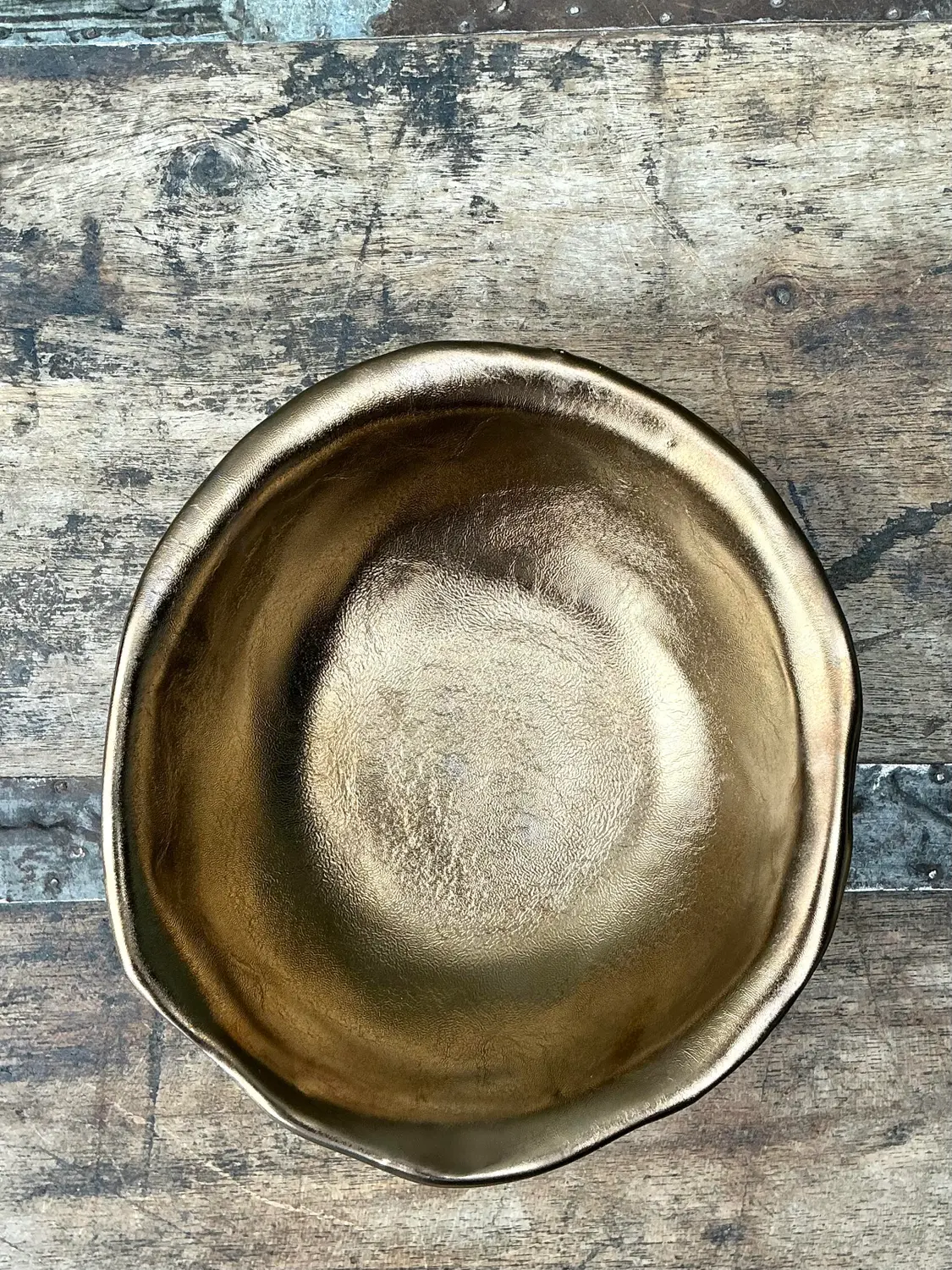 Vintage Slab Built Bronzed Studio Pottery Bowl - Back view