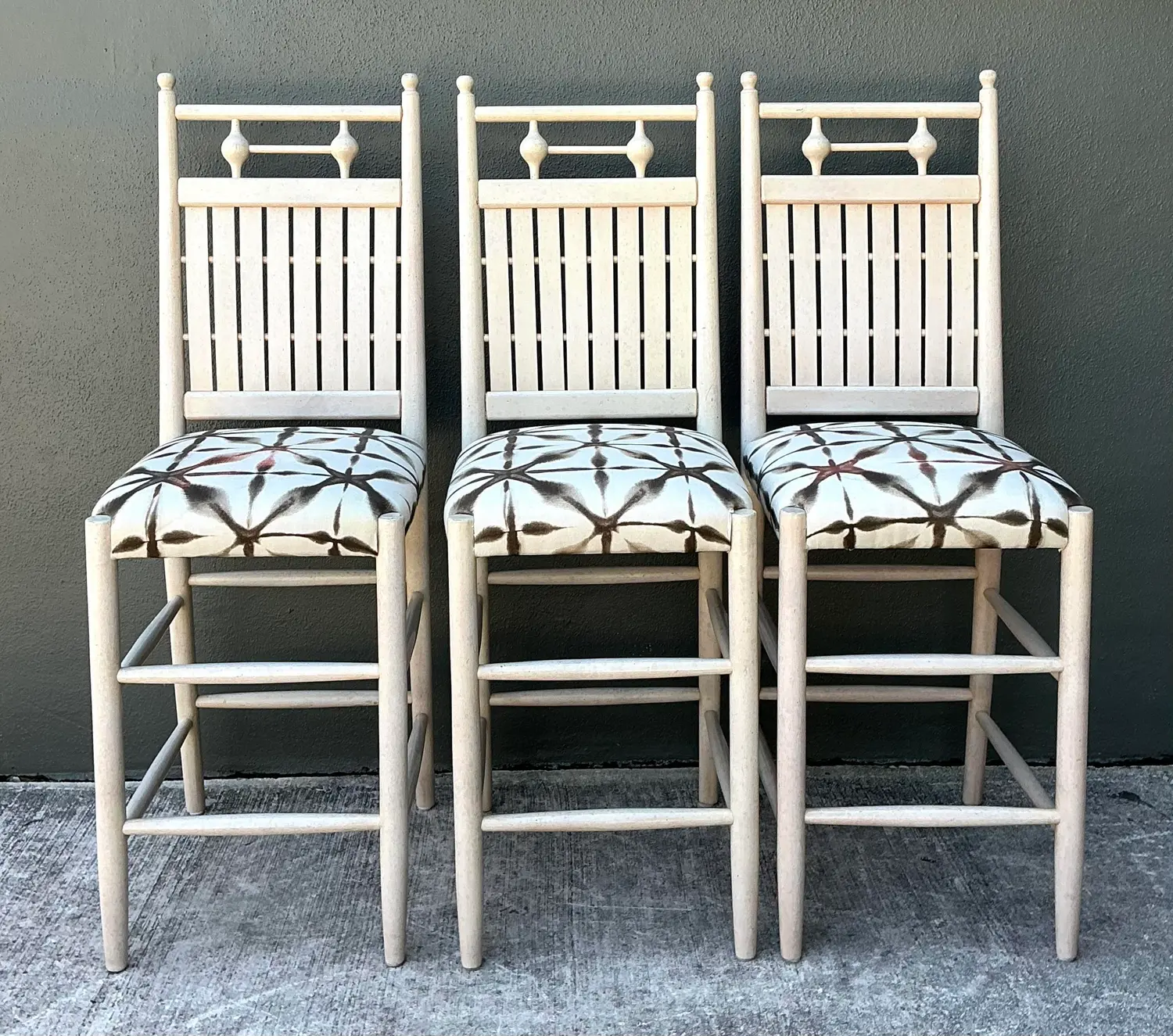 Vintage Slat Bar Stools - Set of 3 - Top view