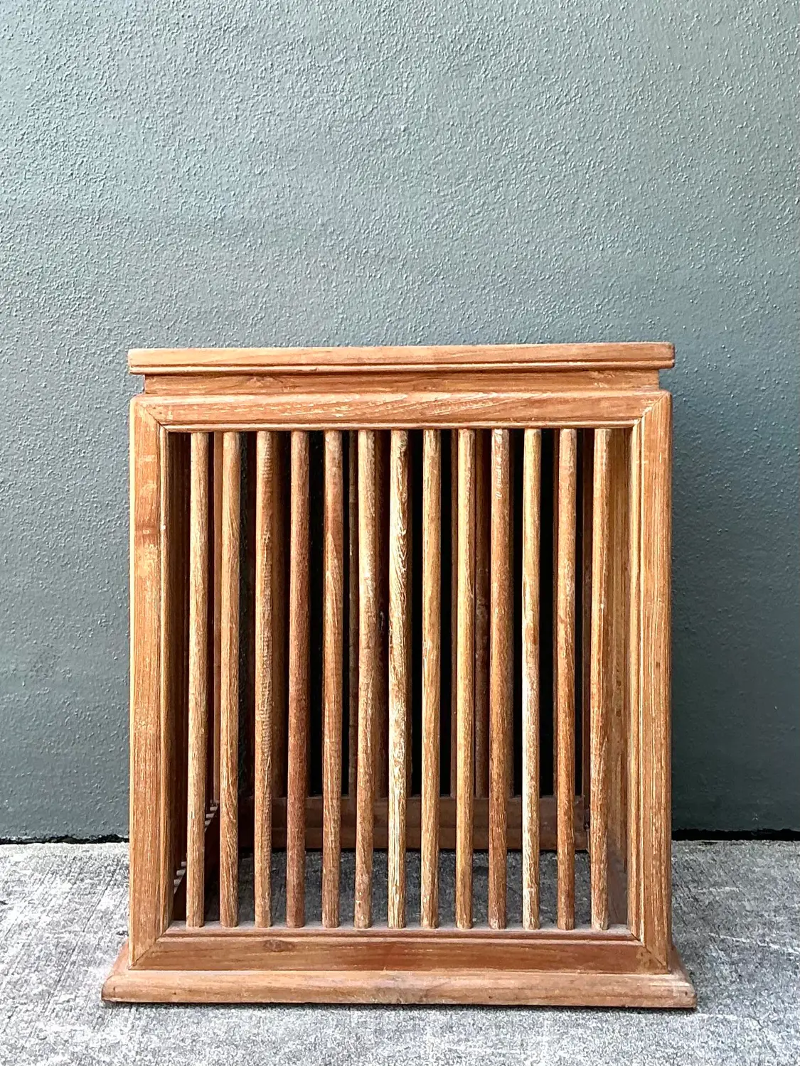 Vintage Slat Wood Side Table - Detail view