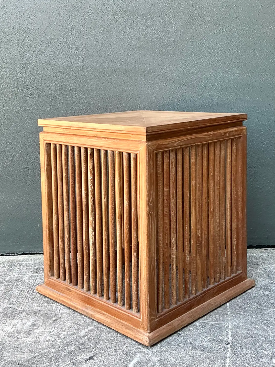 Vintage Slat Wood Side Table - Back view