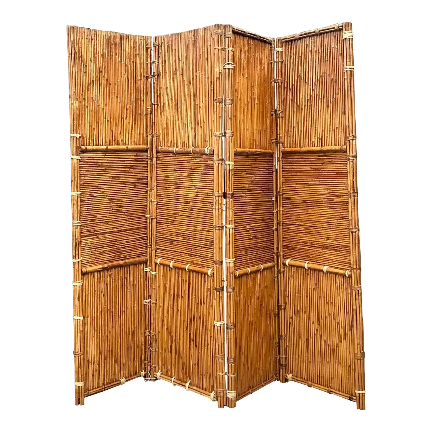 Vintage Split Bamboo Folding Screen
