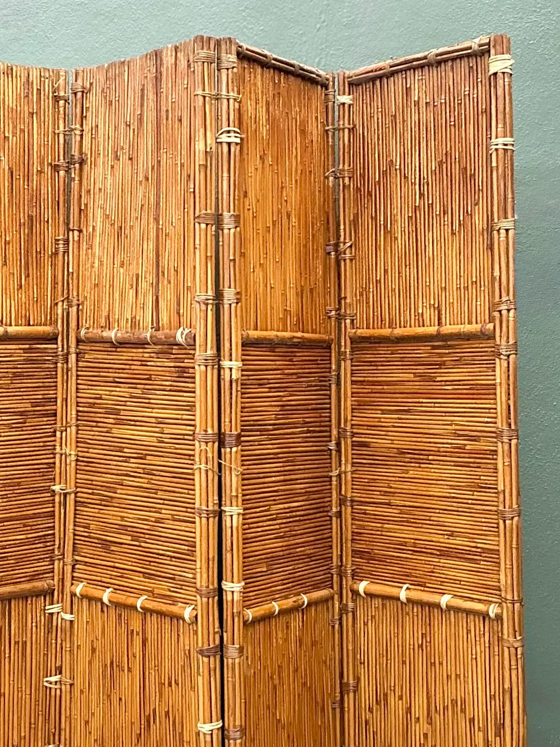 Vintage Split Bamboo Folding Screen - Side view