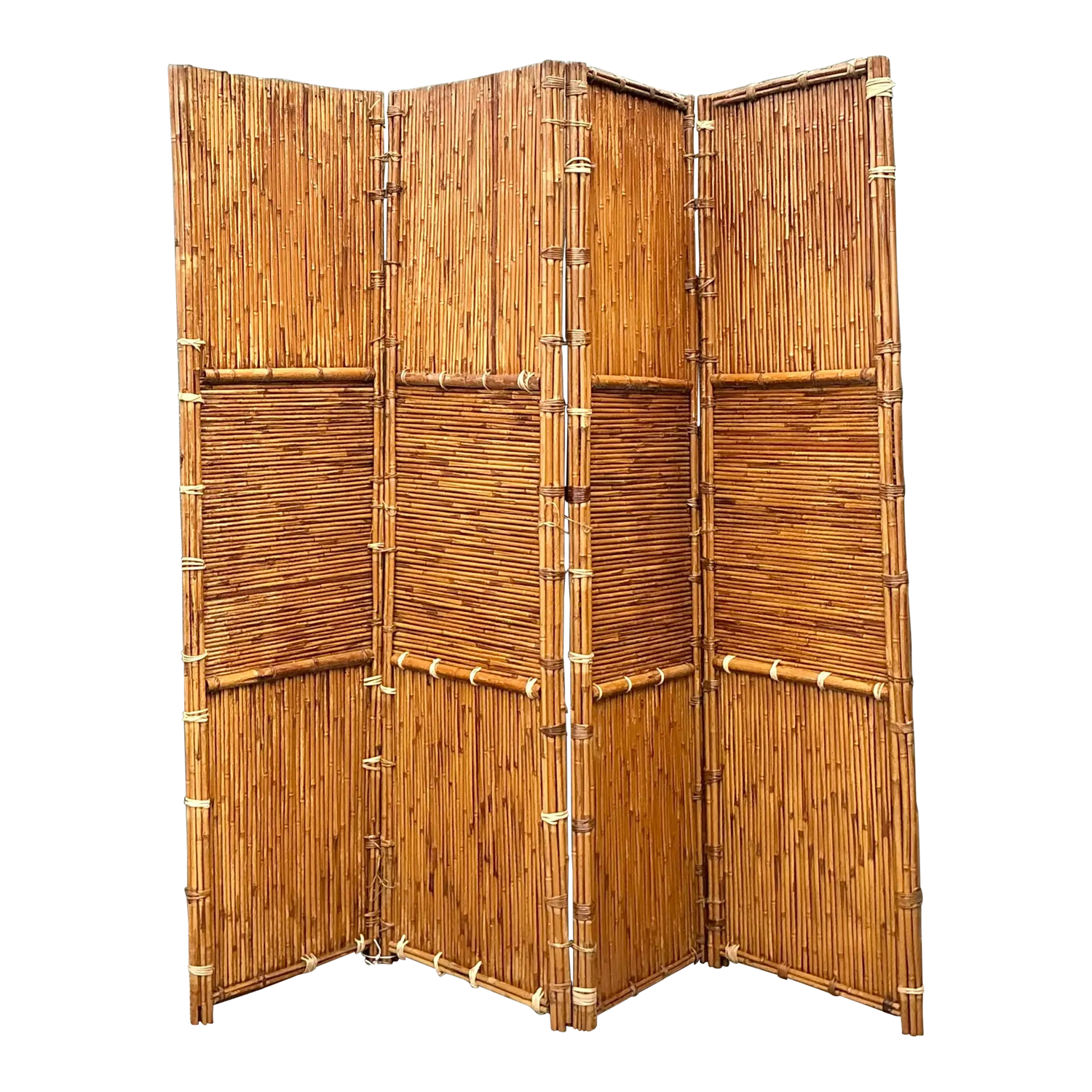 Vintage Split Bamboo Folding Screen - Detail view