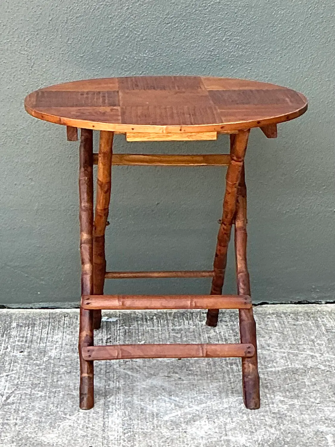 Vintage Split Bamboo Folding Table - Top view