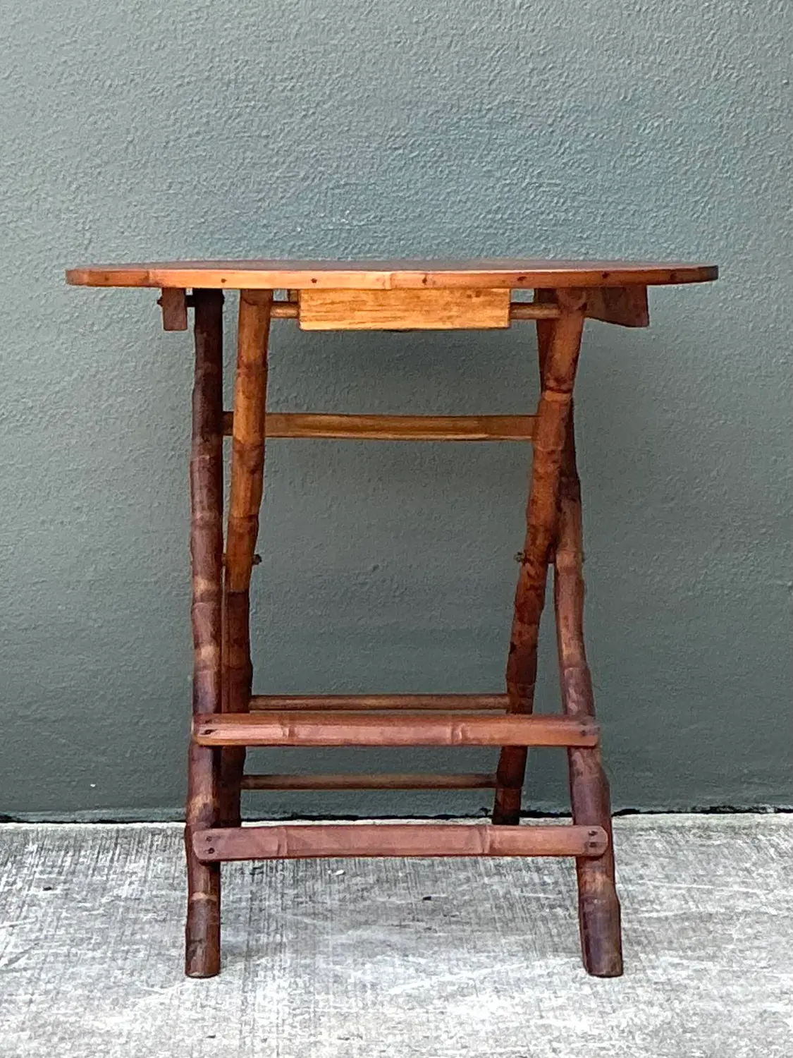 Vintage Split Bamboo Folding Table - Detail view