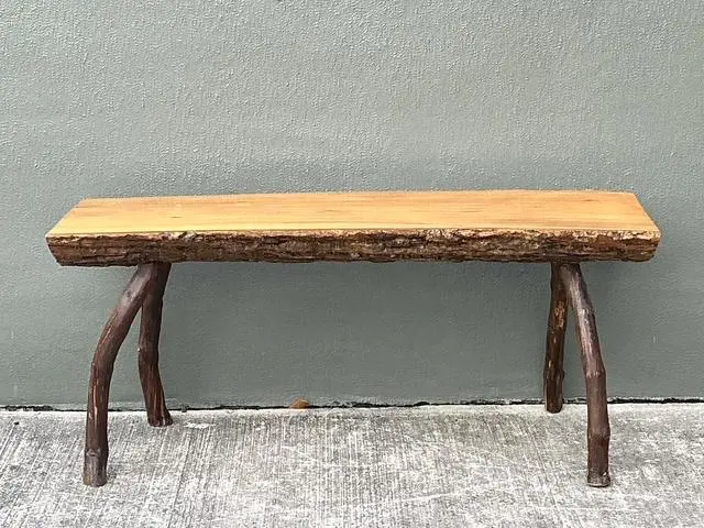 Vintage Split Log Bench - Top view
