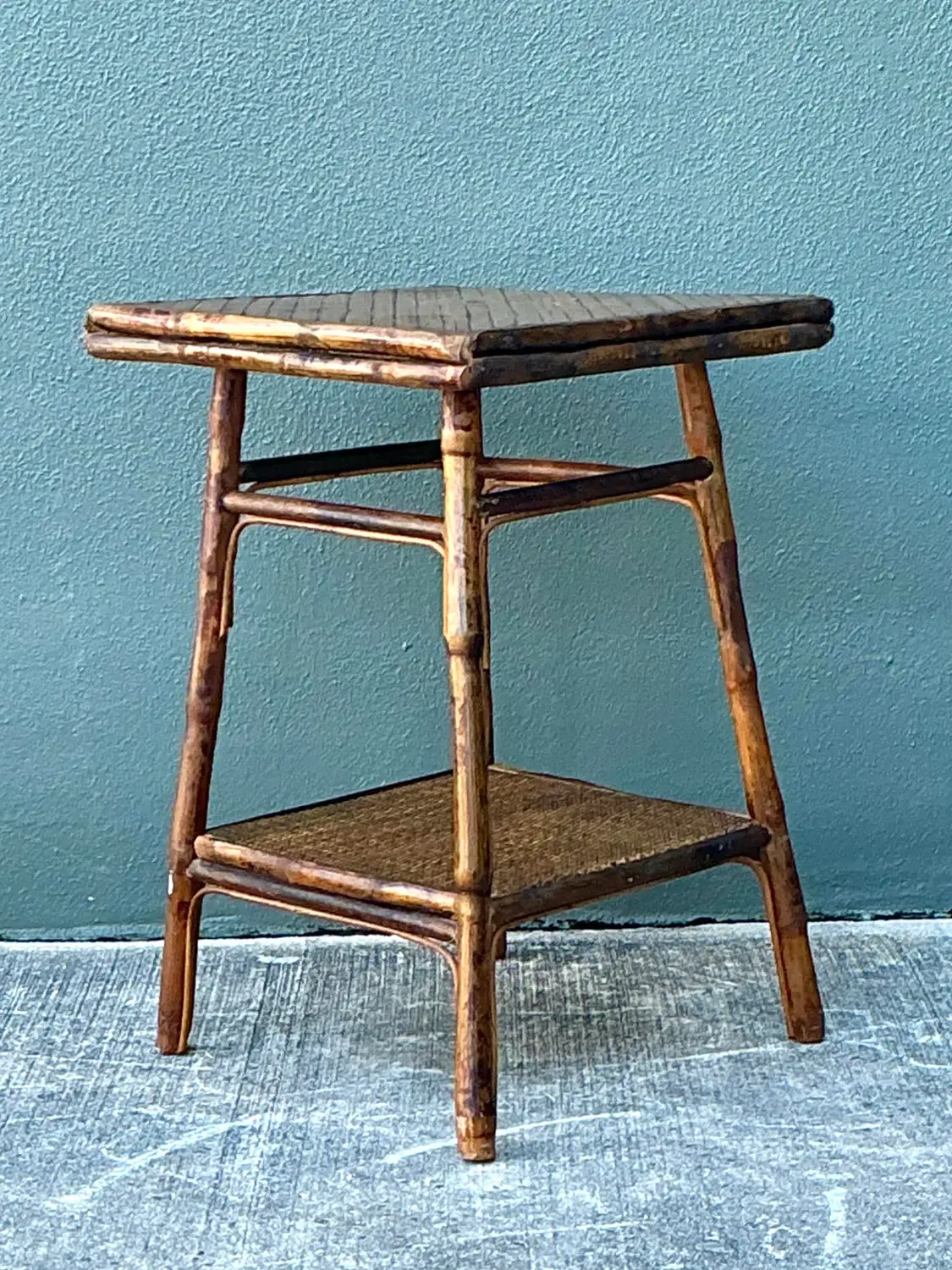 Vintage Split Reed Side Table - Side view