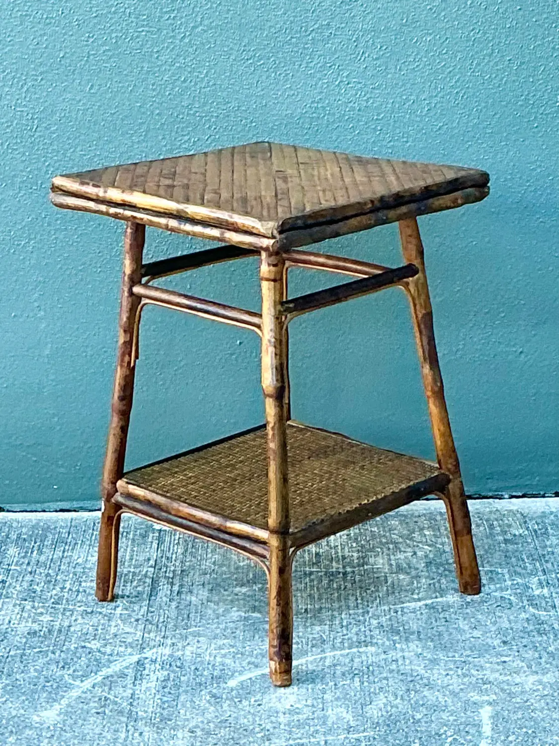 Vintage Split Reed Side Table - Back view