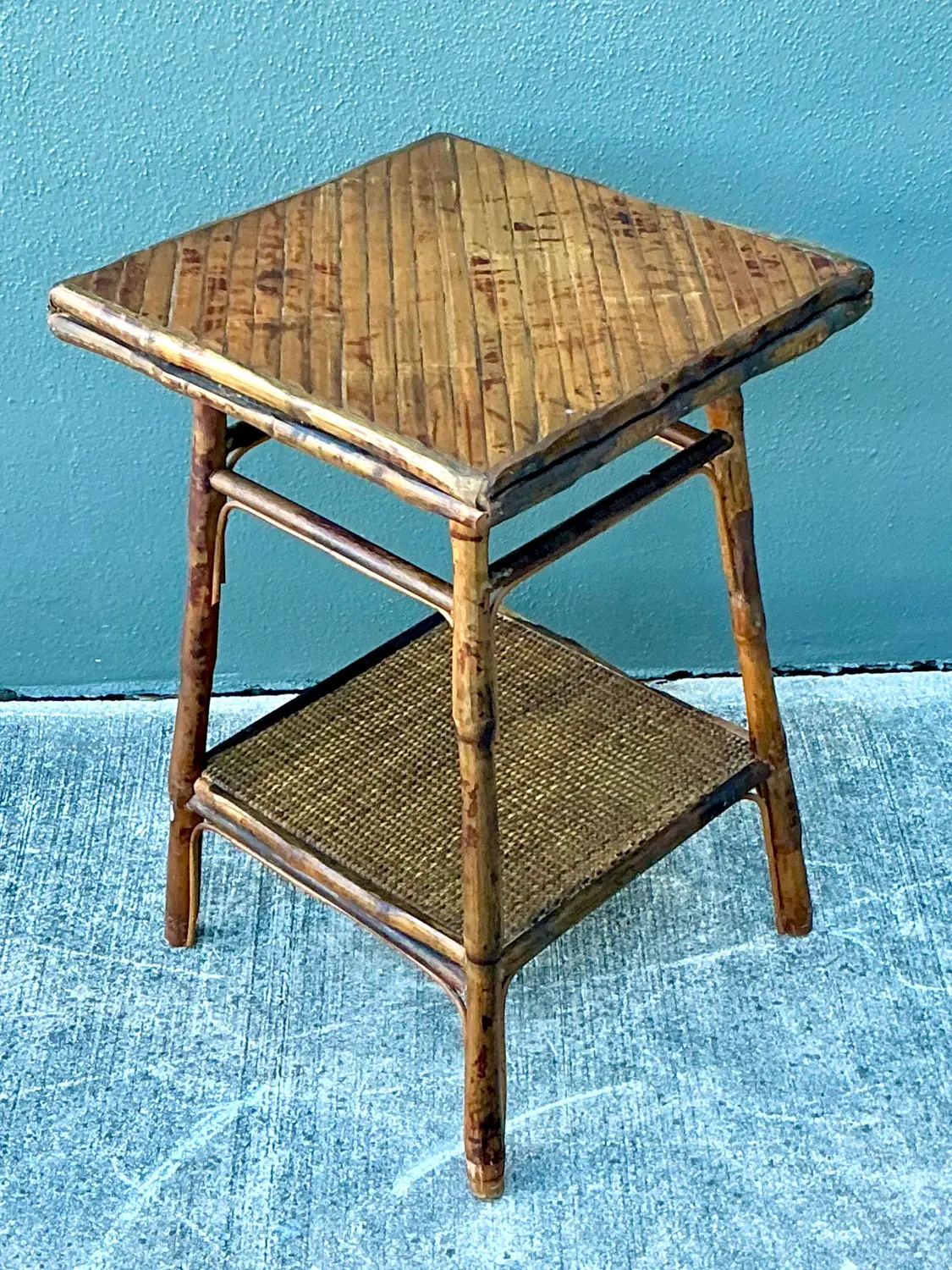 Vintage Split Reed Side Table - Top view