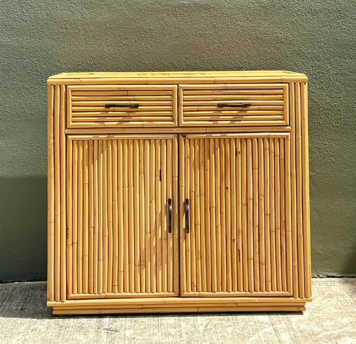 Vintage Stacked Bamboo Sideboard - Side view