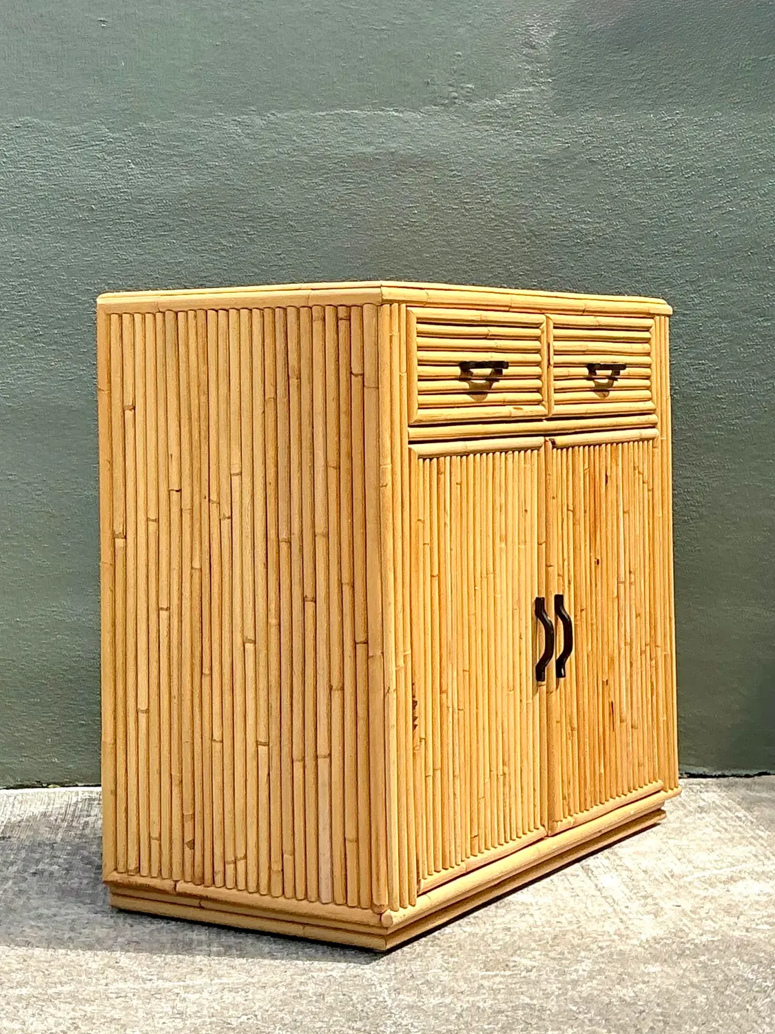 Vintage Stacked Bamboo Sideboard - Detail view